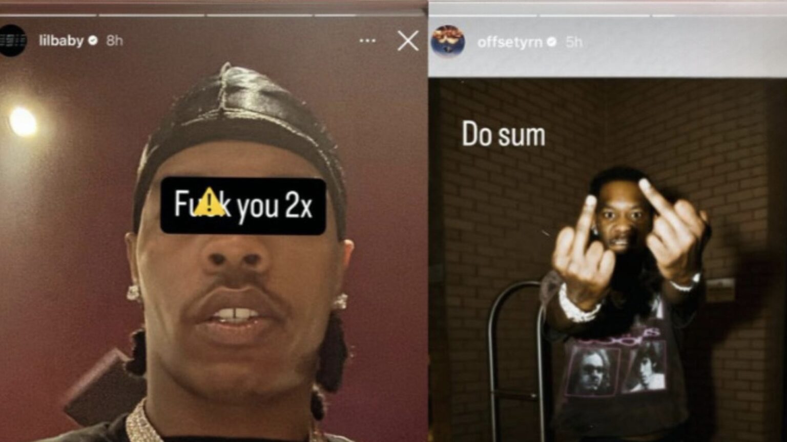 OffsetとLil Baby、Instagramに挑発的な投稿：「ビーフ疑惑」 - HIPHOPCs