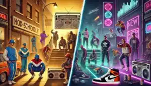 ヒップホップのオールドスクールとニュースクールの画像