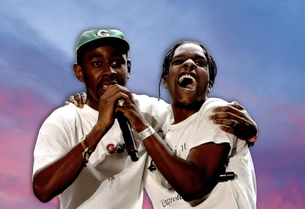 "A$AP RockyとTyler, The Creatorが仲良く並んで写っている写真。兄弟のような関係を象徴する一枚"