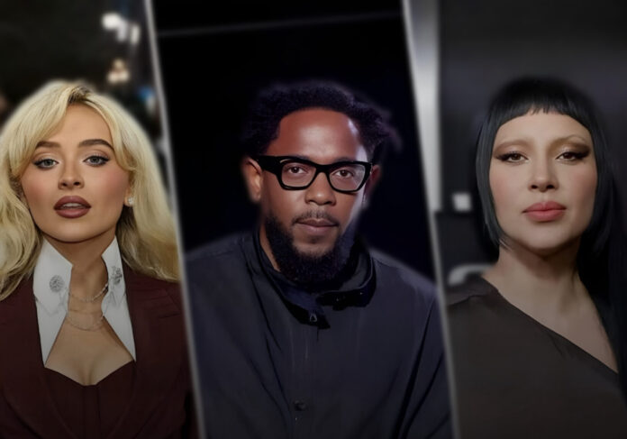 2026年グラミー賞で主要部門とラップ部門にノミネートされたケンドリック・ラマー、らを象徴するコラージュ画像