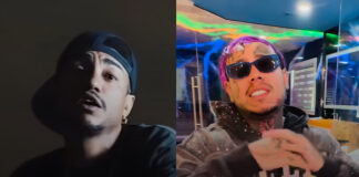 Tekashi 6ix9ineとRYKEY─「曲への昇華」が決定的に異なる理由 Tekashi 6ix9ineとRYKEYが対比的に描かれたビジュアル。炎上商法でバイラルを狙う6ix9ineと、自己破壊や炎上すら曲へ昇華しようとするRYKEYの違いを象徴する構図のイメージ。バイラル時代のヒップホップと炎上ビジネスについて解説するHIPHOPCsの特集記事用アイキャッチ画像である。