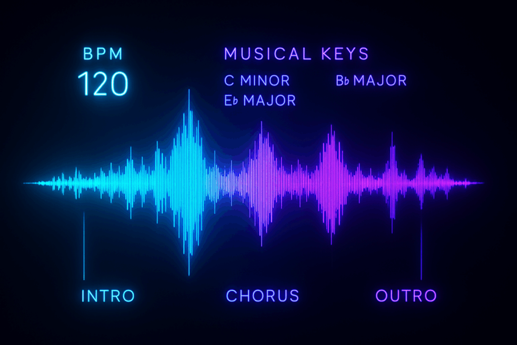BPM・キー・セクション構成の関係を示す概念図（実データではないコンセプト）