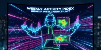 【2025年12月1日最新版】2025年11月第4週 日本語ラップ動向完全レポート ─ Spotify・Apple Music・TikTokのヒット相関をデータ解析 2025年11月第4週の日本語ラップシーンのトレンドデータを可視化したHIPHOPCs Intelligence Unitによるキービジュアル。Spotify・Apple Music・TikTok・YouTube・Shazamなど主要プラットフォームの相関と、日本語ラッパーのシルエットを組み合わせた分析レポート用アイキャッチ画像。