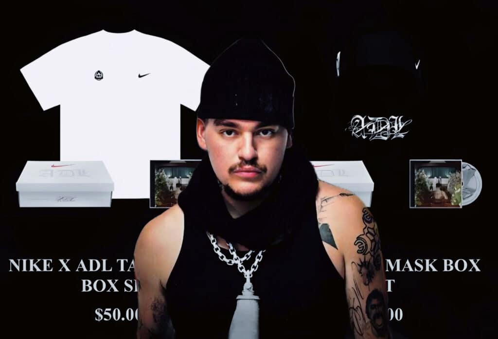 YeatとNikeのコラボレーションADLコレクション、Air Force 1とNike共同ブランドCDを含むボックスセットを報じるHIPHOPCsの記事イメージ