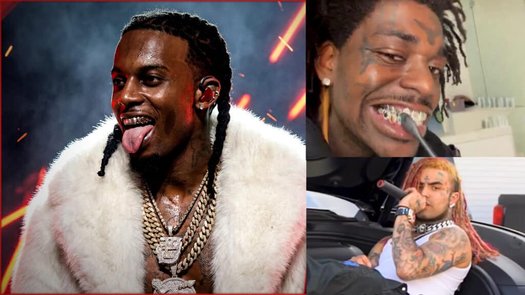 Playboi Carti、Kodak Black、Lil Pumpを使用した週刊ヒップホップニュース用アイキャッチ。2026年3月6日〜13日の主要トピックを表現したビジュアル