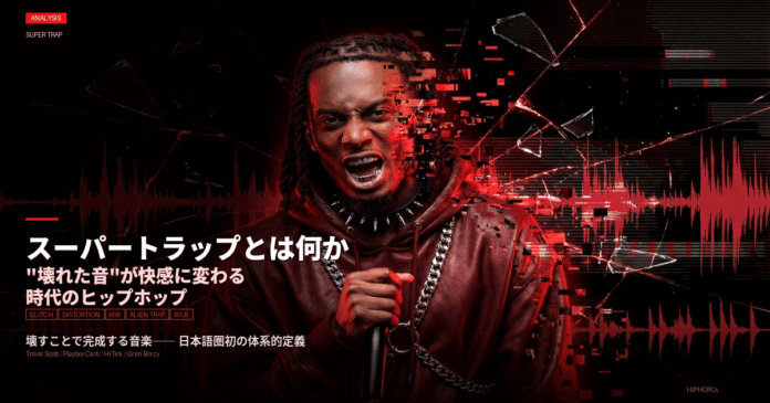 スーパートラップのビジュアル表現｜歪んだボーカルとグリッチ演出が象徴する壊れた音のヒップホップ