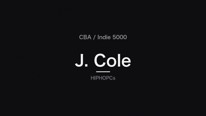 J. Cole：CBA / Indie 5000を伝えるHIPHOPCsの文字バナー