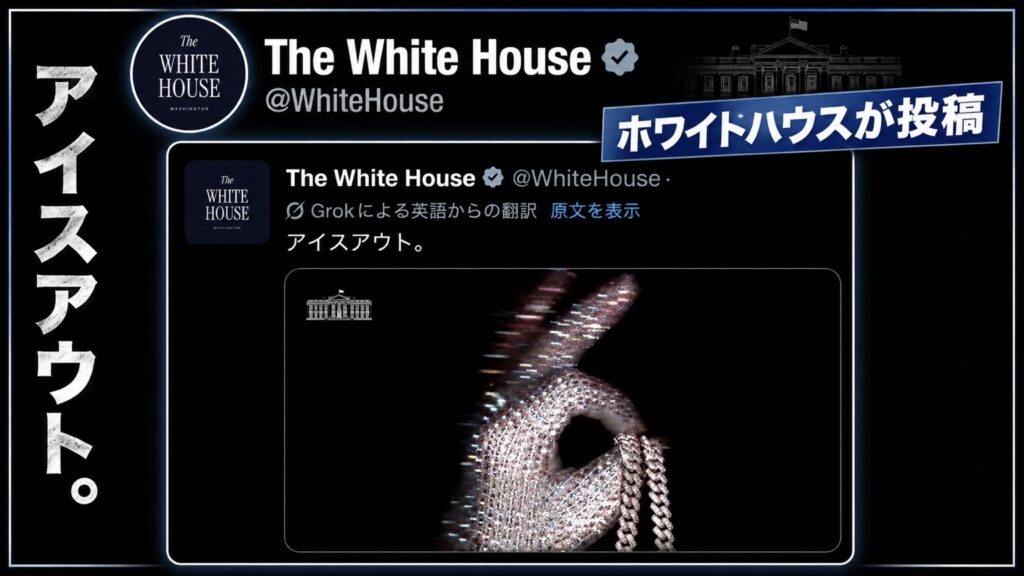 ホワイトハウス公式アカウントがDrake『ICEMAN』をICEプロモ文脈で投稿したことを示す、The White Houseの投稿画面風アイキャッチ画像