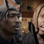 バンダナ姿の2Pac（左）とブロンドのドレッドヘアのLil Durk（右）を左右に並べた比較画像。2026年後半に重なるTupac没後30年とLil Durk連邦裁判を象徴するHIPHOPCsのアイキャッチ