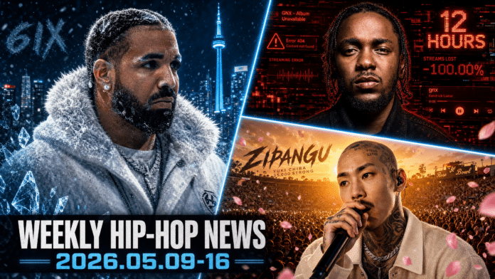 Drake『ICEMAN』『HABIBTI』『MAID OF HONOUR』3作品同時降臨、Kendrick『GNX』12時間消失、Zipangu at Rose Bowlで千葉雄喜がAdoの直前に出演した2026年5月第2週の週刊ヒップホップニュース記事イメージ