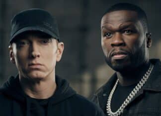 50 CentとEminemが並ぶAI生成のポートレート風アイキャッチ画像。映画『Street Fighter』主題歌と2Pac未発表音源を扱う記事のビジュアル
