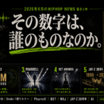 JUNE 2026 Monthly Hip-Hop News Ranking HIPHOPCsと書かれた抽象的なオリジナルキービジュアル