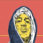 コーラル色の背景にフード姿の2Pacを描いたHungryblvdのイラスト