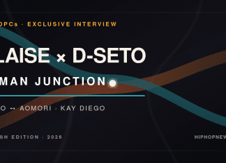 Text-only HIPHOPCs interview card for BLAISE and D-SETO about HUMAN JUNCTION