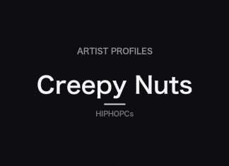 Black HIPHOPCs artist profile card reading Creepy Nuts