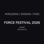FORCE FESTIVAL 2026の世界販売、米国交渉、フード発表を示すHIPHOPCs編集カード