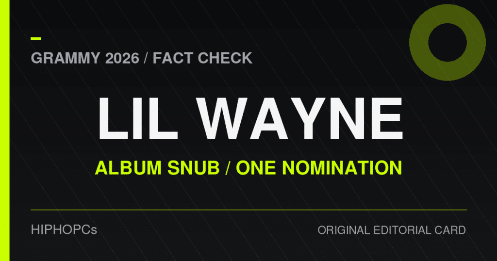 Lil Wayneの2026年グラミー候補記録を検証するHIPHOPCsのオリジナルカード