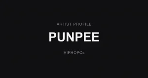Black HIPHOPCs artist profile card with PUNPEE in white type