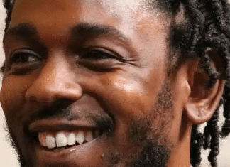 Close-up of Kendrick Lamar smiling at the 2018 Pulitzer Prize ceremony