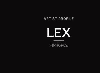 Black HIPHOPCs artist profile card reading LEX