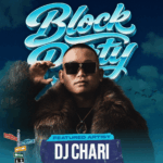10月24日の無料BLOCK PARTYに出演するDJ CHARIの公式告知。開場11時、開演13時、画像の終了表記は21時。